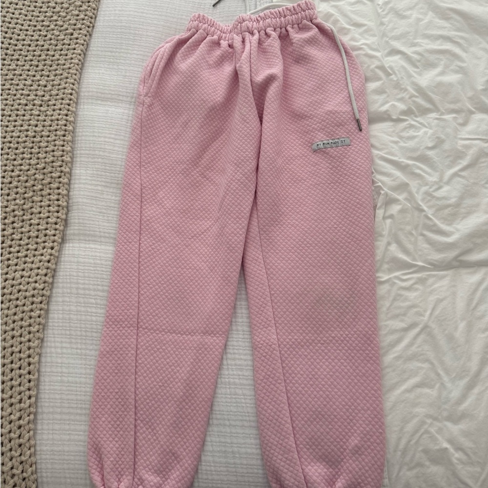 Women's Pink Textured Jogger Pants